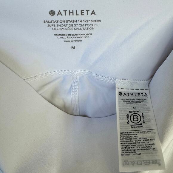 ATHLETA Salutation Stash High Rise 14 1/2 Skort White Size Medium Pockets Active - Picture 3 of 14